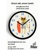 İsme Özel Sörf Tahtalı Leopar Çocuk Odası Duvar Saati Orta Boy 30 cm Siyah Camlı Sessiz