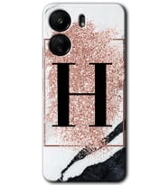 Xiaomi Redmi 13C Kılıf HD Desen Baskılı Kılıf - Pembe Mermer Desenli H Harfi