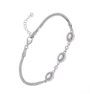 Oval Zirkon Taşlı 925 Ayar Gümüş Kadın Bileklik
