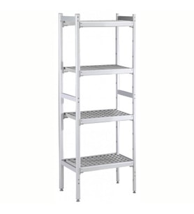Electrolux Professional Düz Etejer Seti, Aluminyum Ayaklı, 4 Raflı, Her Raf Demonte Polietilen Tabletlerden Oluşur, Tabletler Bulaşık Makinesinde Yıkanabilir - 475x1037 Mm, H=1700 Mm BLS1038