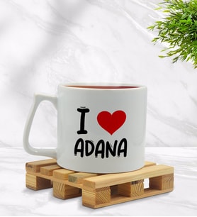 BK Gift I Love Adana Tasarımlı Middle Beyaz Kupa Bardak