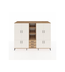 Kronos Dolap 11 Raflı 3 Çekmeceli 8 Kapaklı 220x59x163 Çam-Aytaşı/Çam