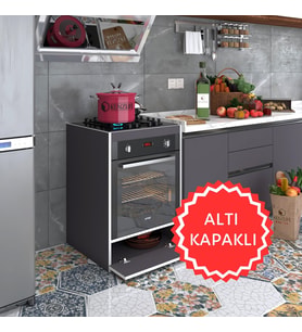 Kenzlife ankastre modülü kabini berilyum gri fırın ocak dolabı kapaklı (Karışık)