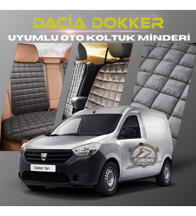 Dacia Dokker Antrasit Renk Tay Tüyü Cepli & Terletmez Sırtlı Oto Koltuk Minder Seti - Koltuk Koruma Kılıfı (ÖN & ARKA TAM SET)
