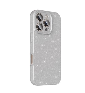 iPhone 16 Pro Max Kılıf Kamera Korumalı Simli Parıltılı Lüks Silikon (Gümüş)
