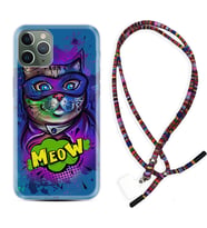 Apple iPhone 11 12 13 14 Pro Max Kılıf Boyun Asklı Rasta Silikon Super Meow 1715