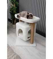 Yıkanabilir Kedi Tırmalama Ve Oyun Evi - Oslo Beyaz