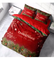 Monohome Yılbaşı Süsü Merry Christmas Çift Kişilik 3D Nevresim Takımı Pamuk Saten (Çok Renkli)