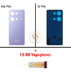 Xiaomi Redmi Note 13 Pro 4G Lavanta Moru Arka Pil Kapağı Batarya Kapağı + B-7000 Yapıştırıcı