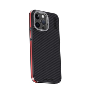 Joko Apple iPhone 15 Pro Kılıf Aramid 600D Kevlar Karbon Fiber Magsafe Kapak - Kırmızı