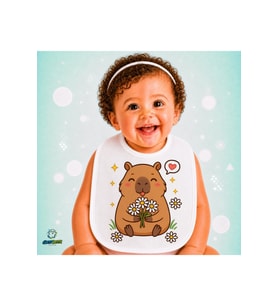 Capybara Keten Bebek Mama Önlüğü – Yumuşak, Emici, Yıkanabilir, Özel Tasarım P031
