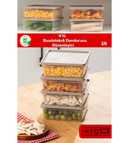 Porsima 5306 4lü Buzdolabı ve Difriz Düzenleyici Saklama Kabı Seti - BPA İçermez, Mikrodalga Uyumlu, Kapaklı, Gıda Saklama Kabı, Kapicino, 1 Lt