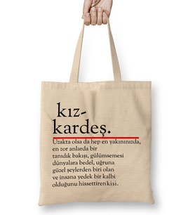 Kız Kardeş Bez Çanta Uzun Saplı