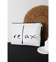 Kadın Vegan Deri Clutch Fermuarlı Beyaz Baskılı Omuz Çantası