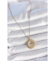 316L Çelik Gold Renk Zincir Zirkon Taşlı Nova Yıldız Model Kadın Kolye 5886 - HPSBYI3662-6171