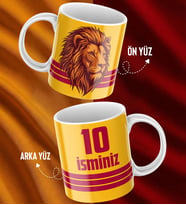Kişiye Özel İsim Ve Numara Baskılı Sarı Kırmızı Tasarımlı Kupa Bardak - Hediyelik