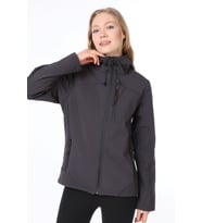Ghassy Co.Kadın Su Rüzgar Geçirmez Softshell Mavi Spor Mont  (Koyu Gri)