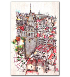 CakatabloRetro İstanbul Galata Kulesi Tarz Görsel MDF Tablo