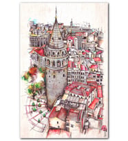 CakatabloRetro İstanbul Galata Kulesi Tarz Görsel MDF Tablo
