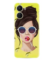 Vivo Y16 Kılıf Resimli Desenli Baskılı Silikon Lollipop Woman 1416