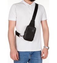 Hakiki Deri Göğüs Ve Omuz Çantası Body Bag (Siyah)