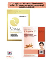 3 Katmanlı Gold Göz Maskesi ve Arındırıcı, Serinletici, Sıkılaştırıcı Kırmızı Ginseng Özlü Kolajen Maske Seti