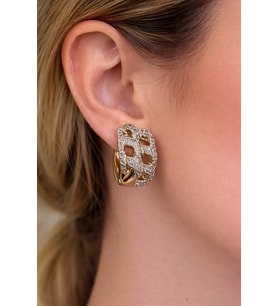 Xuping Rose Gold Zincir Desenli Taşlı Halka Küpe (Mürdüm)