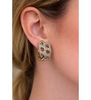 Xuping Rose Gold Zincir Desenli Taşlı Halka Küpe (Mürdüm)