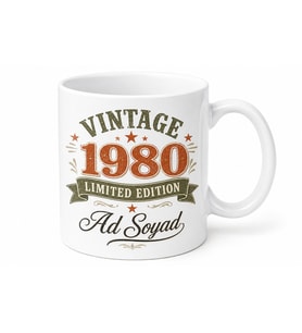 Vintage 1980 Doğumlu İngilizce Kupa Bardak Retro Doğum Yılı Hediye