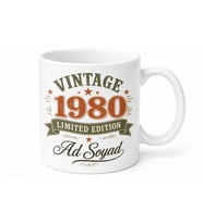 Vintage 1980 Doğumlu İngilizce Kupa Bardak Retro Doğum Yılı Hediye