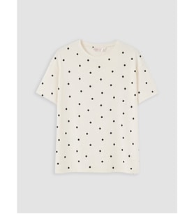 LCW DREAM Ekru Bisiklet Yaka Puantiye Kadın Pijama Üst