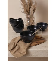 Keramika Mat Siyah Organik Kase 15 Cm 6 Adet 956