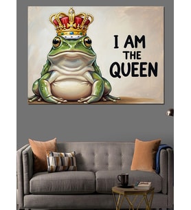 I Am The Queen Kurbağa Dekoratif Kanvas - Mdf Ahşap Tablo