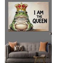 I Am The Queen Kurbağa Dekoratif Kanvas - Mdf Ahşap Tablo