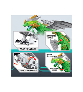 Işıklı Sesli Yürüyen Robot Dinozor Kanatlı Ejderha Oyuncak 33 cm