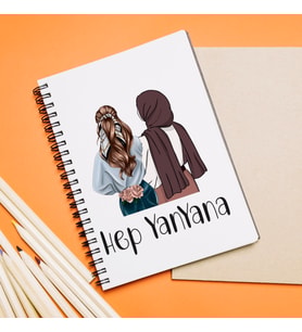 Kız Arkadaş Tesettürlü - Açık ( Hep Yan Yana ) Tasarımlı Defter