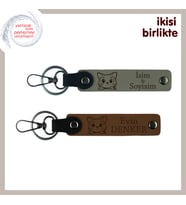 Kediyle Başlayan Birlikteliğe Özel Hatıra, Kişisel Anahtarlık Takımı, Kül Gri-Açık Kahve
