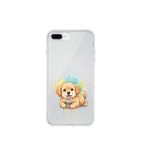 iPhone 7 Plus ile Uyumlu Splash Köpek Tasarımlı Şeffaf Silikon Kılıf