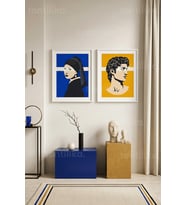 Pop Art Minimalist Portreler 2'li Ahşap Çerçeveli Tablo Seti