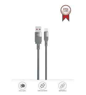 Torima U18 Gri USB İle Lightning Şarj ve Data Kablosu