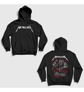 Presmono Unisex Siyah Demon Muzik Metallica Sırt Baskılı Kapüşonlu Sweatshirt 516380tt