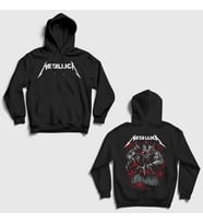 Presmono Unisex Siyah Demon Muzik Metallica Sırt Baskılı Kapüşonlu Sweatshirt 516380tt