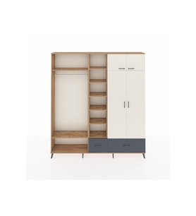 Arges Dolap 12 Raflı 2 Çekmeceli 2 Askılı 220x30x243 Çam-Aytaşı/Antrasit