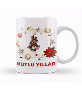 Yılbaşı Yeni Yıl Konseptli Mutlu Yıllar Hediye Kupa Bardak Porselen