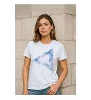 Kadın Rahat Kesim Bisiklet Yaka Baskılı T-shirt