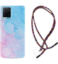Vivo Y11S Y21S Y20 Y20S Y70 Kılıf Boyun Asklı Rasta Silikon Pink Blue Abstract 1385