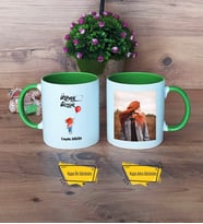 Ütopyalar Güzeldir Kupa Bardak Yeşil Fotoğraflı Doğum Günü Hediyesi
