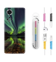 Huawei Nova Y70 Y90 Nova 9 SE  Kılıf Kablo Koruma Spiral Silikon Kuzey Işıkları 1327