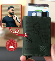 VAGAVE Kişiye ve İsme Özel Fotoğraf Baskısı Yapılabilir Yeşil Renk Hakiki Deri Kartlık Mekanizmalı Erkek ve Kadın Deri Cüzdan Erkek Arkadaşa Kız Arkadaşa Eşe Sevgililer Günü Hediyesi Anneye Babaya Abiye Ablaya Hediyelik