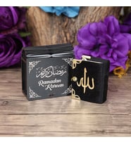 Mini Ahşap Kutu & Mini Kur'an-ı Kerim Siyah (8x7cm)